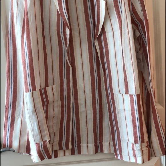 NWT Stone Row Stripped Linen Blazer Size XS - Picture 2 of 15